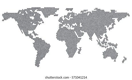 Dotted World Map Isolated on White Background. Vector Illustration Modern Design