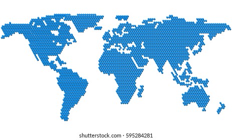 Dotted World Map Isolated on White Background. Vector Background