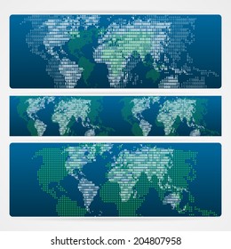 Dotted World Map Made of Digits Null and One