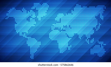 Weltkarte mit Punkten, die aus leuchtenden Punkten besteht. Abstrakter Hintergrund für Ihr Design