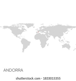 Mapa del mundo trazado con andorra marcada