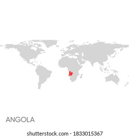 Dotted World Map mit markierter Angola
