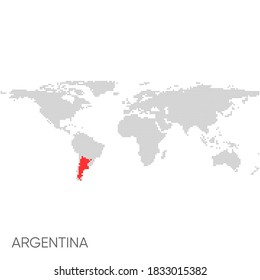 Dotted World Map mit markierter argentina