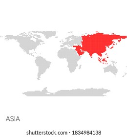 Dotted world map with marked asia