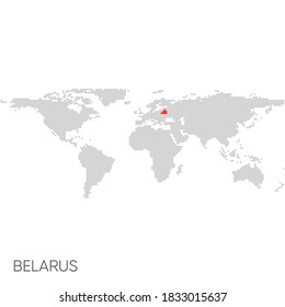 Dotted world map with marked belarus