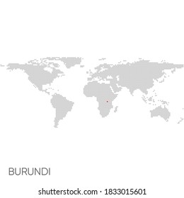 Dotted world map with marked burundi
