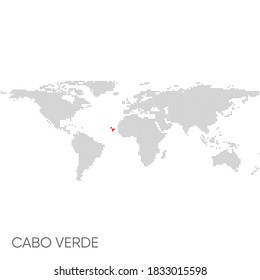 Dotted world map with marked cabo verde