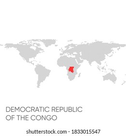 Dotted world map with marked Democratic Republic of the Congo