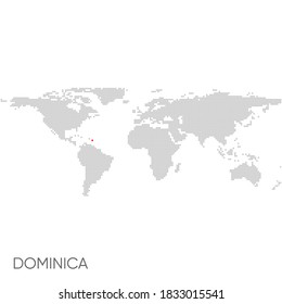 Dotted world map with marked dominica