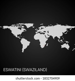 Weltkarte mit der Bezeichnung Eswatini (Swasiland)