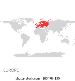 Dotted world map with marked europe