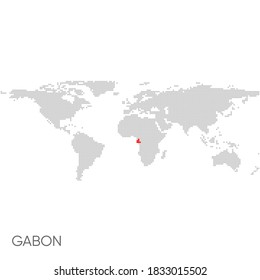 Dotted World Map mit markiertem Gabon