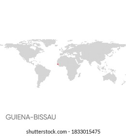 Dotted world map with marked Guinea-Bissau