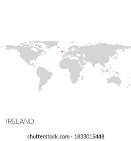 Dotted world map with marked ireland
