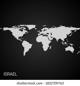 Dotted world map with marked israel