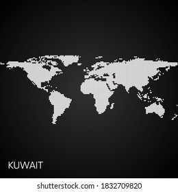 Dotted world map with marked kuwait