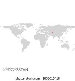 Mapa del mundo trazado con kirguistán marcado