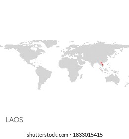 Dotted world map with marked laos