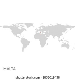 Mapa del mundo punteado con malta marcada