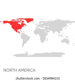 Dotted World Map With Marked North America