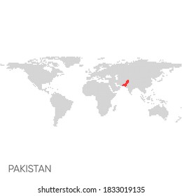 Dotierte Weltkarte mit markiertem Pakistan