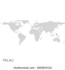 Dotted world map with marked palau