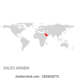 Weltkarte mit dem Zeichen Saudi-Arabien