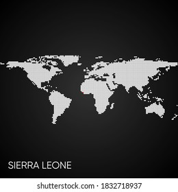 Dotted world map with marked sierra leone