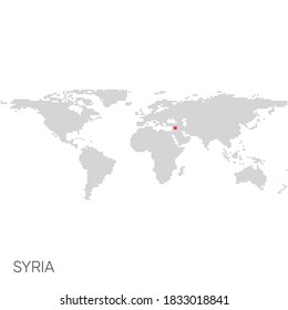 Dotted world map with marked syria