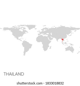 Dotted world map with marked thailand