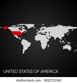 Weltkarte mit den Vereinigten Staaten von Amerika