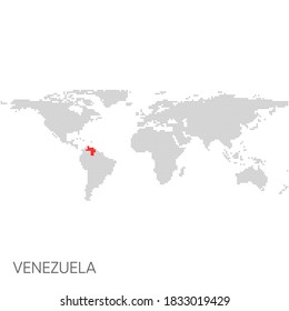 Mapa del mundo trazado con la destacada venezuela