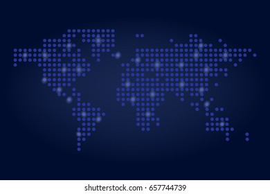 Dotted world map network technology concept vector illustration.