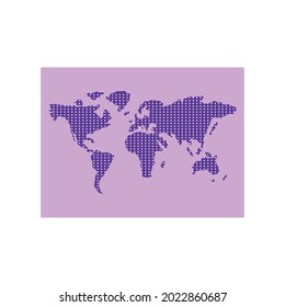 dotted world map on paper icon isolated
