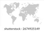 Dotted world map on a white background. World map stylized with halftone black dots. Earth map template with continents, North and South America, Europe and Asia, Africa, and Australia. Vector