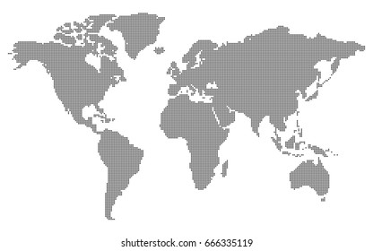 Dotted world map on white background.World map for Graphic Design.Vector illustration.
