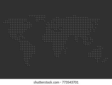 Dotted World map over grey background. Vector illustration