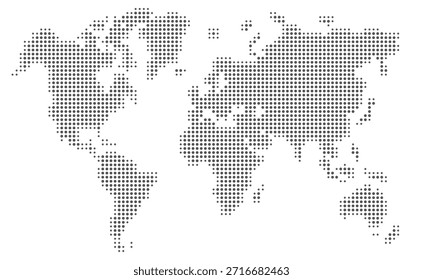 gepunktete Weltkarte, schwarz verpixelt Weltkarte einzeln - Vektor