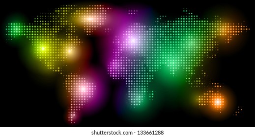 Dotted world map for print, web and business presentations