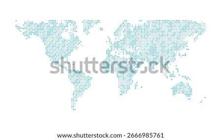 Dotted world map with random size blue dots