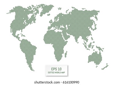 Dotted world map. Round dots on white background. Template for your design works. Vector illustration.