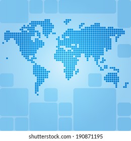 Dotted world map of rounded rectangles