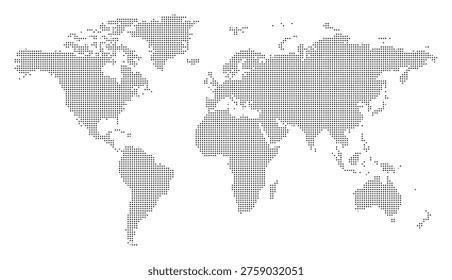 Dotted World Map Silhouette with Elegant Minimalist Point Grid for Global Connectivity and Corporate Business