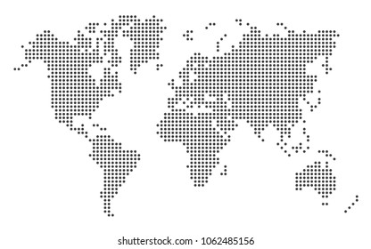 Dotted world map template EPS 10 vector illustration on white background.