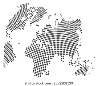 Projeto vetorial de mapa de mundo pontilhado. Um moderno vetor de mapas de mundo pontilhado mostrando continentes, países e conexões. Perfeito para comunicação global, geografia, navegação e projetos infográficos.