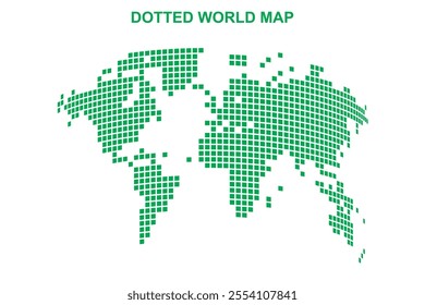 Dotted world map vector infographic atlas design and arts. A modern Gray flat dotted world map vector showcasing continents, countries, and connections on white background. 