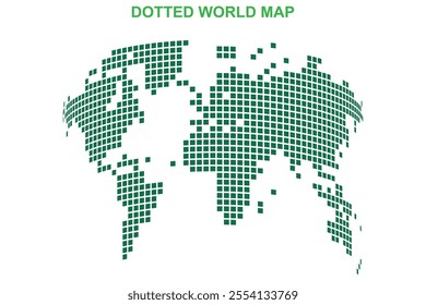 Dotted world map vector infographic atlas design and arts. A modern Gray flat dotted world map vector showcasing continents, countries, and connections on white background. 