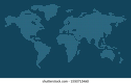 dotted World map vector, isolated background. Flat Earth, gray map template for web site pattern, anual report, inphographics. Globe similar worldmap icon. Travel worldwide, map silhouette backdrop