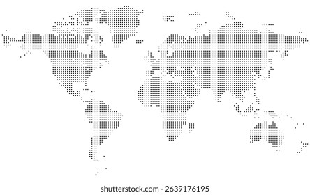 Dotted world map vector with a modern infographic aesthetic. Covers all continents with clear visual structure. Realistic vector dotted world map feathering abstract country boundary