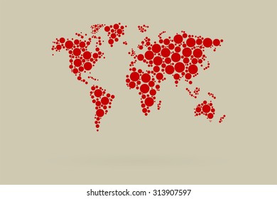 Dotted World Map Vector With Retro Contrast Colors